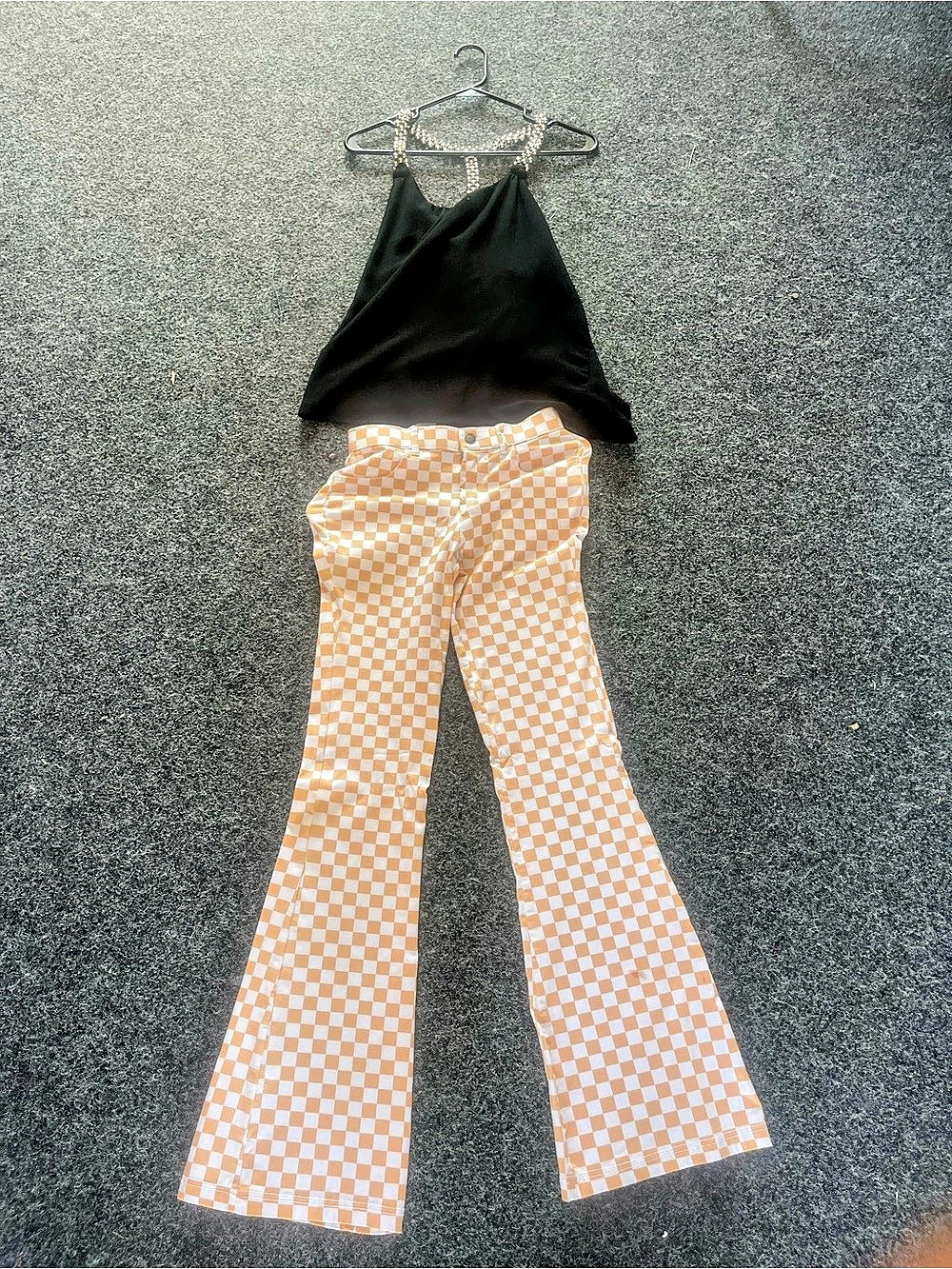 Hollister Advanced Stretch High-Rise Checkered Flare Pants XS